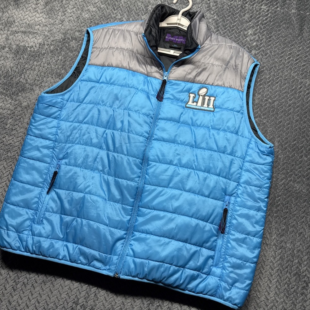 Super Bowl LII NFL Puffer Vest 4XL Teammate Blue Gray Minneapolis MN Exclusive